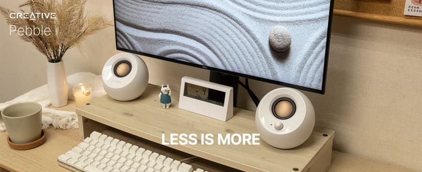Creative Pebble 2.0 USB-Powered Desktop Speakers with Far-Field Drivers and Passive Radiators for PCs and Laptops (White)