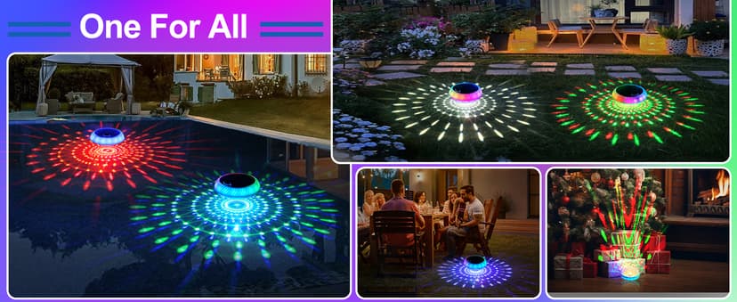 Askyli Floating Pool Lights Solar with Remote, 7.6 Inch RGB Up and Down Color Changing Solar Pool Lights That Float with Dynamic Lighting Effects, Floating Light for Pools, Party, Decor(2)