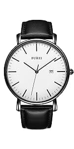 BUREI Men Wrist Watches Fashion Minimalist Analog Quartz Waterproof Watches for Men
