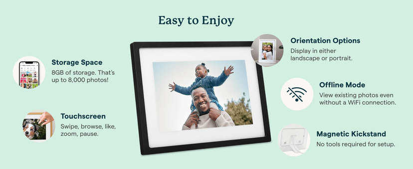 Skylight Frame – WiFi Digital Picture Frame Customer Support, Touch Screen Digital Photo Frame with Easy Setup, Photo Gifts for Parents and Grandparents - 10 Inch Black