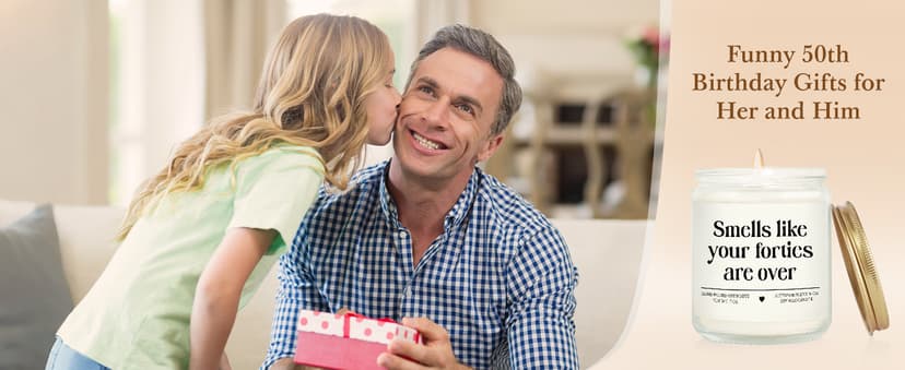 Niyewsor 50th Birthday Gifts for Her Him, Fifty Birthday Candle, 1975 50th Birthday Decorations for Women Men, 50 Year Old Bday Gifts for Friend, Sister, Mom, Dad, Handmade, 7oz