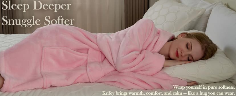 Krifey Wearable Blanket Hoodie, Oversized Sherpa Hooded as Birthday Gifts Christmas Gifts for Mom Women Girlfriend Men, Cozy Sweatshirt with Giant Pocket