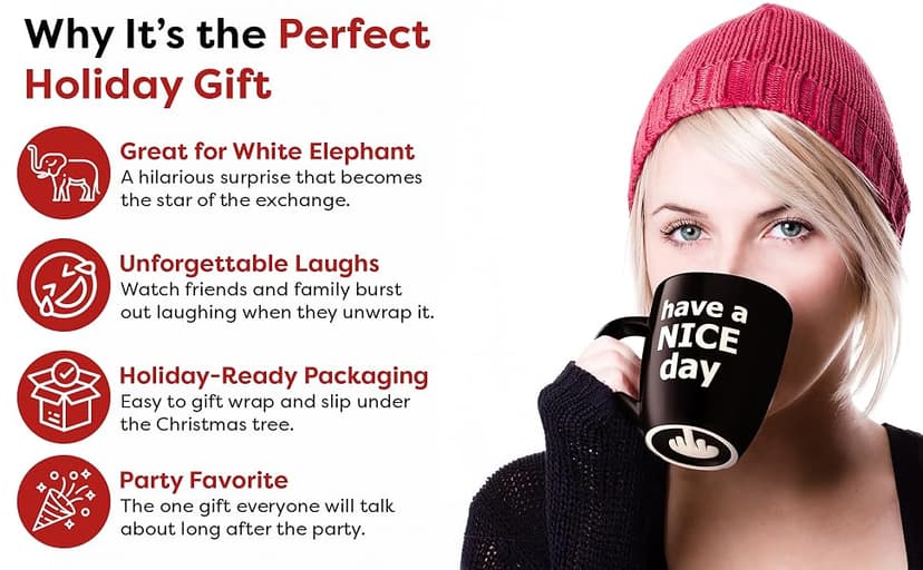 Decodyne Funny Coffee Mug, Gag White Elephant Gifts for Adults and Coworkers - Perfect for Christmas, and Novelty Gifts, Middle Finger Mug, 14 Ounce (Black) B076PJ1JSG