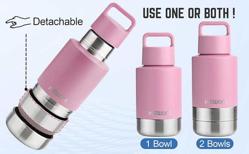 Insulated Dog Travel Water Bottle With Detachable Bowls, Ideal Dog Mom Gifts for Women, Portable Water Bottle Dispenser, For Walking, Hiking, Camping, Outdoor (Pink:Best Dog Mom, 32 Oz)