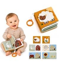 Teether Phone, Wooden Keys & Car Key, Soft Baby Purse with Mirror & Crinkle Card, Sensory Pretend Play, 1 Year Old Girl Gifts let's make My First Baby Purse, 10 Pcs Sensory Toy for Baby & Toddler Girls B0H151K19V