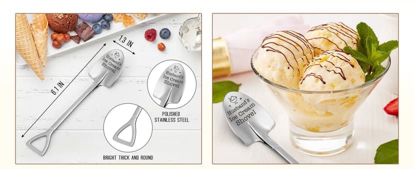 Fathers Day Husband Gifts from Wife - Funny Father's Day for Him Dad Daddy Grandpa Boyfriend Anniversary Birthday Gifts for Men, To My Husband Lover I Love You Gift Husband's Ice Cream Shovel