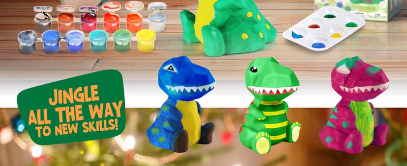 Paint Your Own Dinosaur Lamp Kit, Art Supplies Kids Paint Set, Arts and Crafts for Kids Ages 8-12, Dinosaur Toys Girls Boys Halloween Birthday Christmas Gifts Ages 3 4 5 6 7 8 9 10 11 12+