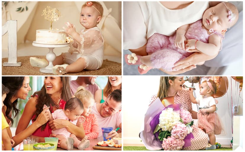 4Packs Baby Girls Socks,Flower Non-Slip Grips for Babies Toddler Princess Low Cut Ankle Socks for Girls