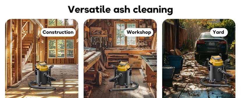 DeForce Cordless Shop Wet Dry Vacuums for DeWalt 20V Max Battery, 5.2-Gallon Portable Shop Vac, 17000Pa with Hose Nozzles HEPA Filters Wheels for Home Projects & Renovations, Mustard(No Battery)