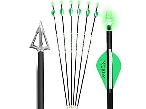 6 Pack Hunting Broadhead 100 Grain 420 Stainless Steel Fixed Blade Broadhead Arrow Tips Archery Arrowhead for Crossbow and Compound Bow