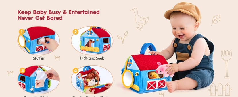 6PCS Farm Toys Montessori Toys for 6 Month Old Baby Gifts Toddlers Christmas Stocking Stuffers 1 Year Old Boy Girl Gifts hahaland Baby Toys 6-12 Months, Surprise Barn Farm Animals with Sounds Word B0F2HRNW75