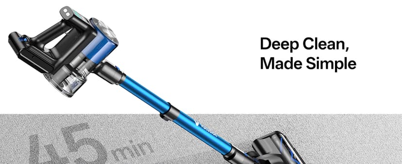 Cordless Vacuum Cleaner, 8-in-1 Cordless Stick Vacuum Cleaner with 3 Suction Modes, Up to 45mins Runtime, Rechargeable, Self-Standing, Wireless Vacuum Cleaners for Home Pet Hair Carpet Car Hard Floor