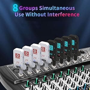 Wireless Guitar System 2.4 GHz with 8 Channels Rechargeable Audio Wireless Guitar Transmitter Receiver for Electric Guitar Bass Electric Wind Instruments,48K/16bit Real-time Transmissio (Black)