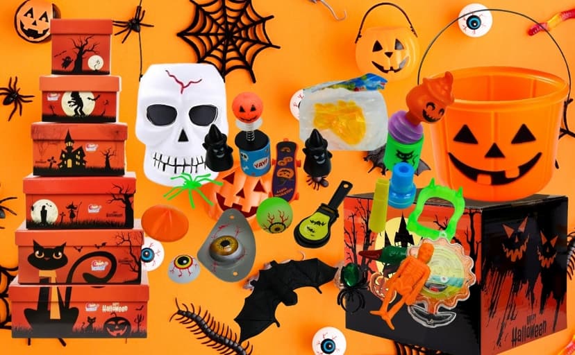 Halloween Assorted Pumpkin Bucket (44 Count) Filled with Candies, Snacks, Cookies and more, Treats for Family, Friends, Kids, Boys and Girls