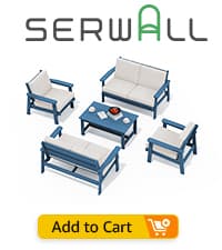 SERWALL Patio Dining Chair Set of 2,All Weather HDPE Outdoor Dining Chair, Blue