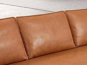 Valencia Varese 90" Full Leather Couch Cognac Tan Brown- Italian Nappa Leather Modern Cloud Couch for Living Room/Apartment Furniture