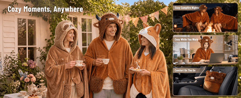 Full-Body Coverage, Hands-Free Design, Phone Pocket, For Home, Camping & Lounging, Birthday Gifts for Women & Animal Lovers Mewaii Highland Cow Gifts Wearable Blanket Hoodie Soft Highland Cow Blanket B0CGRGNP6W