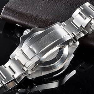 FANMIS GMT Master Sapphire Glass Blue and Black Ceramic Bezel Men's Silver Automatic Watch