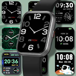 Tensky Smart Watch for Men/Women Android & iPhone, Alexa Built-in, 1.8" Touch Screen Fitness Tracker with Answer/Make Calls, 3ATM Waterproof Heart Rate/Sleep/SpO2 Monitor, Pedometer, 100+ Sport Modes