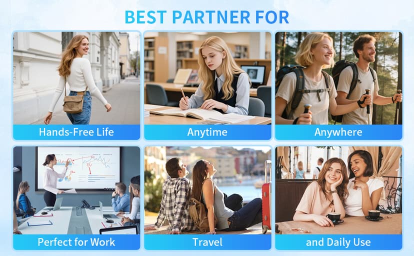 AI Translation Smart Glasses with 800W Camera, ENC Noise Cancelling Bluetooth 5.0, Real-Time Multilingual Translation (25 Languages), ChatGPT Compatible for Travel & Business (Black)