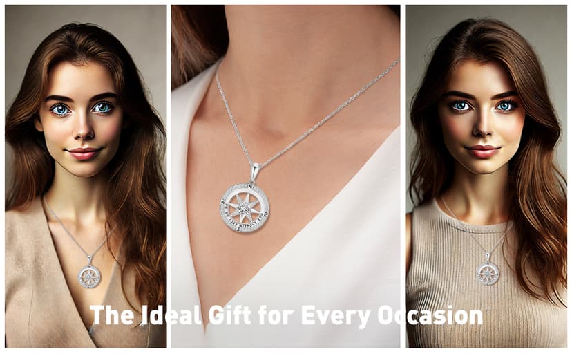 Mkhhy Compass Necklace for Women Jewelry For Her White Gold and Yellow Gold I'd Be Lost Without You(18k Real Gold Filled With S925)