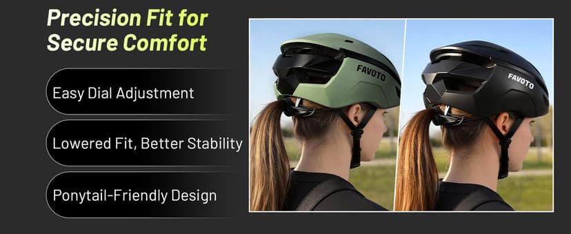 Favoto Adult Bike Helmet for Men & Women, Lightweight Cycling Helmet with Adjustable Fit, Sleek Streamlined Design, Road Commuter & Mountain Riding