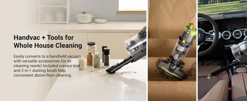 Eureka RapidClean Pro Cordless Vacuum Cleaner for Hard Floors, Lightweight Stick Vacuum LED Headlights, Convenient Stick and Handheld Vac, Green, NEC285GR