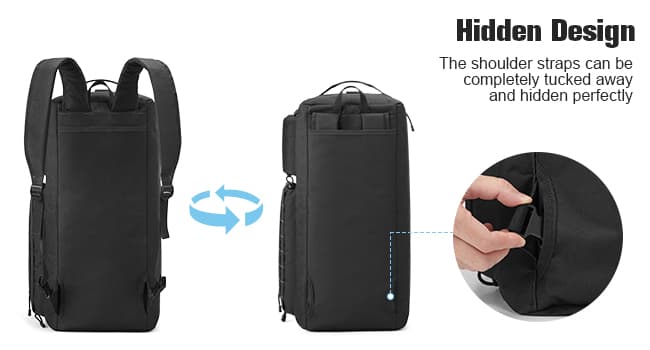 G4Free 3-in-1 Travel Duffle Bag for Men and Women, 50L Large Gym Sports Bags Tactical Military Duffle Backpack with Shoes Compartment and Wet Pocket (Black)