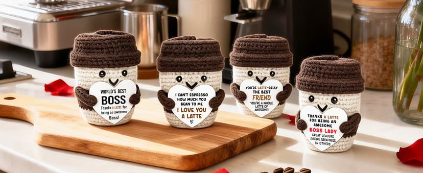 Boss Gifts for Women Boss Lady Leader Manager Supervisor Christmas Birthday Handmade Crochet Coffee Mug Cup Gifts Bosses Day Coffee Lover Thank You Best Great Leader Female Desk Office Decor