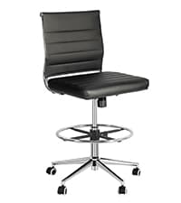Okeysen Leather Office Desk Chair, Mid-Century Modern Leather Conference Room Chairs, Ergonomic Executive Ribbed Height Adjustable Swivel Rolling Chair for Home Office.
