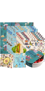 Reusable Beeswax Wrap - 9 Pack Beeswax Wraps for Food, Eco-Friendly Beeswax Food Wraps, Bread Sandwich Wrapper - Organic, Sustainable, Zero Waste, Reusable Plastic-Free Food Storage Wrap, 1XL, 3M, 5S