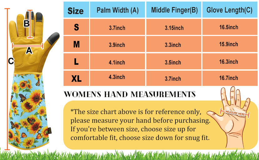 DLY Gardening Gloves for Women, Rose Gloves Gardening Thorn Proof, Long Garden Gloves for Women, Breathable Cowhide Leather Gauntlet (Medium, Blue)