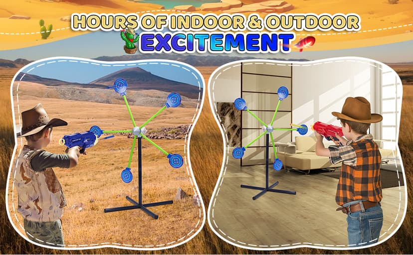 2-Player Shooting Game Toy,Foam Dart Toy Gun with Auto Reset Rotating Shooting Target,Ideal Gift for Kids Ages 4, 5, 6, 7, 8,9,10+