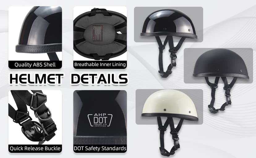 Retro Style Motorcycle Half Helmet - Classic Design Half Motorcycle Helmet, DOT Certified