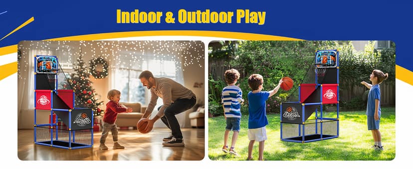 Kids Arcade Basketball Hoop Indoor Outdoor Single Shot Basketball Game for Toddler,Carnival Games Sport Gifts for Boys Girls Ages 3-8 Years Old,Ideal for Competition