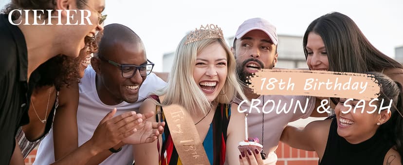 Crown and Pearl Pin Set for 18th Birthday - It's My 18th Birthday Sash, Tiara, Cake Topper, Decorations and Gift for Her