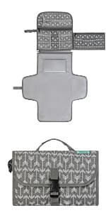 Kopi Baby Portable Diaper Changing Pad - Baby Diaper Changer Travel Bag with Wipes Pocket, Smart Design Portable Changing Mat, Infant Travel Station Kit, Gift for Newborn Girl & Boy - Grey, Classic