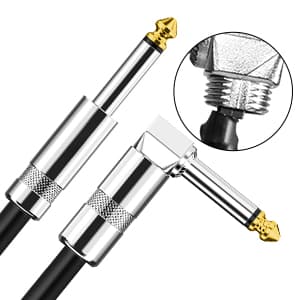 Aqdocvf Guitar Cable, Guitar Cord 10ft, AMP Cord for Bass & Electric Guitars/Keyboard/Mandolin, Pro Audio Instrument Cable (Right Angle to Straight, Black)