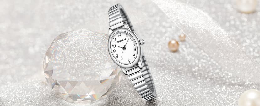 BOFAN Small Gold Watches for Women Easy Read Ladies Quartz Wrist Watch with Stainless Steel Expansion Band,Waterproof.