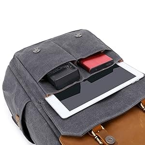 JAEP Camera Backpack - Weather Resistant 16 Ounces Waxed Memory Canvas – DSLR SLR Backpacks with 15.6” laptop sleeve compartment and Tripod Holder for Photographers -Vintage leather Style (Khaki)