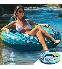 SLOOSH Inflatable Pool Floats Lounger Adult, Pool Float Lounge Raft Floaties Water Floating Recliner Chair with Cup Holders Foot Rest Swimming Floaty