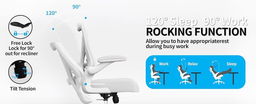 White Office Chair for Big and Tall People - 400lbs Wide Seat Computer Desk Chair Gaming Ergonomic High Back Cushion Lumbar Support with Comfy Mesh Swivel Rolling Home Task Chair