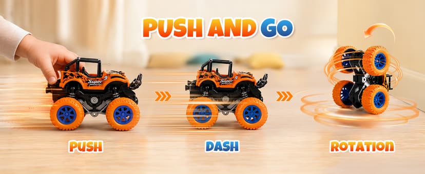 4 Pack Monster Trucks Toys for Boys 2 3 4 5 6 7 Year Old, Friction Powered Pull Back Car Toys for Toddlers Kids Ages 3-5 2-4 4-7, Best Birthday Christmas Party Gift for Boys and Toddlers B07SRZ87DF