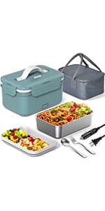 Electric Lunch Box Food Heater, 60-80W Heated Lunch Box for Adults, 12V 24V 110V Portable Food Warmer LunchBox for Car Truck Work with 304 Stainless Steel Container, Driver Trucker Gifts for Dad