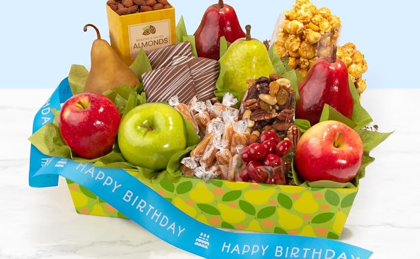 Happy Birthday Orchard Delight Fruit and Gourmet Gift Basket