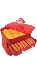 Nostalgia HDT600RETRORED Retro Pop-Up 2 Hot Dog & Bun Toaster, with Mini Tongs, Works with Chicken, Turkey, Veggie Links, sausages & Brats B005Q8X6IO