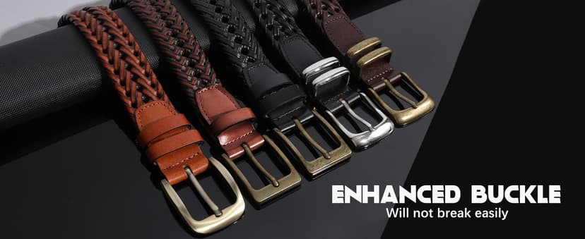 BELTROAD Braided Leather Belt for Men Casual Jeans Golf, Men's Leather Woven Alloy Buckle Hand Braided Belts Gift for Men