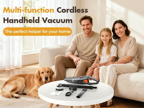 Handheld Vacuum Cordless 25000PA Powerful Suction, Portable Car Vacuum, 3 in 1 Hand Held Vacuum Rechargeable 8000mAh with LED Light, HEPA Filter, Home, Car Seats, Office, Pet Hair, Dust Buster