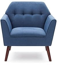 Kingfun Faux Leather 3 Seat Couch for Living Room, Mid Century Modern Sofa with Rolled Arms and Deep Seats, Fluffy Comfort for Apartment, Easy to Assemble, Chestnut