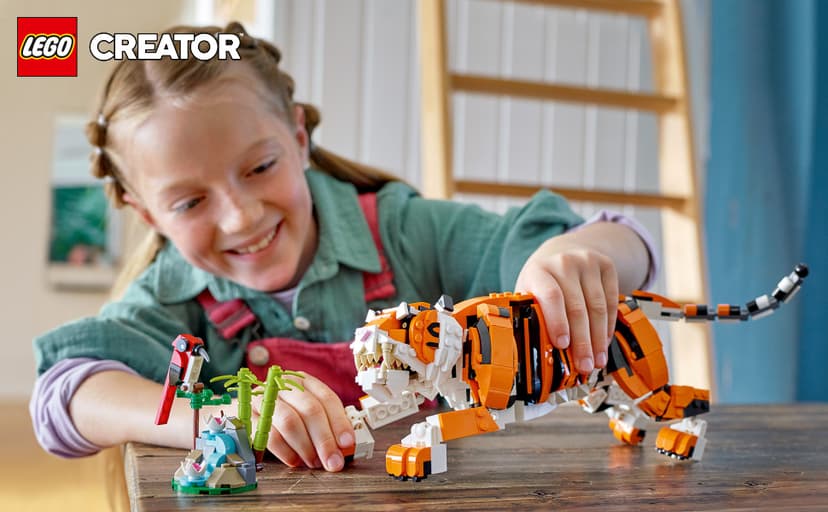 LEGO Creator 3 in 1 Majestic Tiger Building Set, Transforms from Tiger to Panda or Koi Fish Set, Animal Figures, Collectible Building Toy, Gifts for Kids, Boys & Girls 9 Plus Years Old, 31129 B09FM57L7B